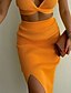 preiswerte Two Piece Sets-Damen Sexy Volltonfarbe Alltag Urlaub Zweiteiliges Set V-Ausschnitt Rock Kleid Muskelshirt Rock-Sets Passende Sets Gespleisst Oberteile