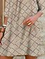 abordables Vestidos casuales-Mujer Mini vestido Vestido de cambio Enrejado Puntos de leopardo Estampado Media Manga Verano Primavera Ahuecado Sensual Cuello Barco Holgado 2023 S M L XL