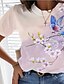 preiswerte T-shirts-Damen T Shirt Regenbogen Patchwork Bedruckt Blumen Vogel Casual Täglich Kurzarm Rundhalsausschnitt Basic Standard S / 3D-Druck