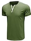 billige Men&#039;s-Herre T-shirt ærme Farveblok V-hals Standard Sommer Vinrød Blå Hvid Sort Grå