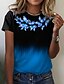 preiswerte Meistverkaufte Oberteile-Damen Farbverläufe Schmetterling Casual Wochenende Schmetterling Farbe Kurzarm T Shirt Rundhalsausschnitt Bedruckt Basic Oberteile Grün Blau Rosa S / 3D-Druck
