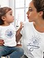 cheap Family Look Sets-Mommy and Me Cotton T shirt Tops Daily Graphic Letter Print White Pink Wine Short Sleeve Basic Matching Outfits / Summer / Casual