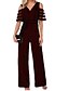 cheap Women&#039;s Jumpsuits-Women&#039;s Jumpsuit Solid Color Mesh Casual V Neck Casual Daily Half Sleeve Regular Fit Black Wine Army Green S M L Spring