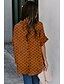 billige Tops &amp; Blouses-Dame Bluse Skjorte Blomster Tema Blomstret Prikker Blad Krave Trykt mønster Afslappet Gade Toppe Grøn Lysebrun Orange / 3D-udskrivning