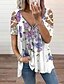 cheap Best Selling Women&#039;s Tops-Women&#039;s Floral Butterfly USA Daily Weekend Floral Butterfly Short Sleeve Blouse Shirt V Neck Cut Out Quarter Zip Print Casual Streetwear Tops White Black Gray S / 3D Print