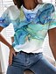 cheap T-Shirts-Women&#039;s T shirt Tee Pink Blue Green Print Graphic Casual Weekend Short Sleeve Round Neck Basic Regular Abstract Painting S
