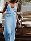 cheap Women&#039;s Jumpsuits-Women&#039;s Jumpsuit Solid Color Backless Lace up Casual V Neck Home Casual Sleeveless Regular Fit Blue White Gray S M L Spring