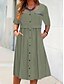 cheap Casual Dresses-Women&#039;s Casual Dress Midi Dress Light Green Pure Color Half Sleeve Summer Spring Ruched Casual Crew Neck 2023 S M L XL XXL 3XL