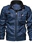 cheap Sale-Men&#039;s Jacket Fall &amp; Winter Daily Regular Coat Regular Fit Jacket Long Sleeve Solid Colored Khaki Black Light Blue / Faux Leather