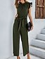 cheap Women&#039;s Jumpsuits-Women&#039;s Jumpsuit Solid Color Lace up Ruffle Elegant Turtleneck Party Going out Short Sleeve Regular Fit Black Pink Army Green S M L Spring