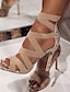 billige Sandals-kvinners hæler sandaler sexy sko stilettos dyremønstret sommer høyhæl stiletthæl åpen tå elegant sexy casual mikrofiberglidelås svart beige