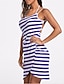 cheap Cover-Ups-Women&#039;s Swimwear Cover Up Beach Dress Plus Size Swimsuit Striped Printing for Big Busts White Black Blue Purple Royal Blue Bathing Suits Vacation Fashion New / Modern