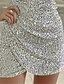 cheap Bodycon Dresses-Women&#039;s Short Mini Dress Bodycon Silver Long Sleeve Sequins Pure Color Deep V Fall Winter Hot Sexy 2022 S M L XL XXL