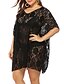 cheap Cover-Ups-Women&#039;s Swimwear Cover Up Beach Dress Plus Size Swimsuit Pure Color Lace for Big Busts Black Bathing Suits Vacation Fashion New / Sexy / Modern