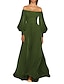 cheap Party Dresses-Women&#039;s Maxi long Dress Swing Dress Green Black Purple Wine Long Sleeve Ruched Mesh Patchwork Solid Color Off Shoulder Fall Spring Party Hot Elegant Lantern Sleeve 2022 S M L XL