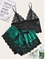 cheap Sleep &amp; Lounge-Women&#039;s Plus Size 1 set Pajamas Sets Gothic Casual Comfort Color Block Lace Home Party Daily Gift Strap Top Lace Sexy Shorts Fall Spring Green White / Satin
