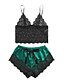 cheap Sleep &amp; Lounge-Women&#039;s Plus Size 1 set Pajamas Sets Gothic Casual Comfort Color Block Lace Home Party Daily Gift Strap Top Lace Sexy Shorts Fall Spring Green White / Satin
