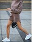 cheap Two Piece Sets-Women&#039;s Hoodie Tracksuit Shorts Sets Plain Black Pink Khaki Split Long Sleeve Sport Casual Basic Hooded Regular Fit Fall &amp; Winter
