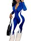 cheap Women&#039;s Jumpsuits-Women&#039;s Catsuit Striped Zipper Active Stand Collar Sport Daily Short Sleeve Regular Fit Blue Black Red S M L Spring
