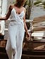 cheap Women&#039;s Jumpsuits-Women&#039;s Jumpsuit Solid Color Backless Lace up Casual V Neck Home Casual Sleeveless Regular Fit Blue White Gray S M L Spring