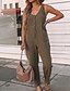 cheap Women&#039;s Jumpsuits-Women&#039;s Jumpsuit Solid Color Casual Daily V Neck Casual Daily Sleeveless Regular Fit Army Green Red S M L Summer