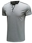 preiswerte Men&#039;s-Herren T-Shirt Ärmel Farbblock V-Ausschnitt Standard Sommer Weinrot Blau Weiß Schwarz Grau