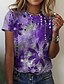preiswerte T-shirts-Damen T Shirt Blumen Täglich Festtage Wochenende Blume Farbe Langarm T Shirt Rundhalsausschnitt Bedruckt Basic Grün Blau Purpur S / 3D-Druck