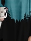 abordables T-shirts-Mujer Vestido estilo camiseta Mini vestido corto Azul Piscina Gris Manga Larga Bloques Estampado Otoño Primavera Escote en Pico Casual Corte Ancho 2021 S M L XL XXL 3XL
