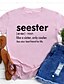 cheap T-Shirts-Women&#039;s T shirt Tee Pink Yellow Army Green Print Graphic Letter Daily Going out Short Sleeve Round Neck Basic 100% Cotton Regular S