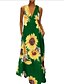 billige Maxi-kjoler-Dame Skift Kjole Maxi lang kjole Vin Grøn Hvid Sort Navyblå Uden ærmer Blomster / botanik Blomster Forår Sommer V-hals Afslappet Årgang 2021 S M L XL XXL 3XL 4XL 5XL