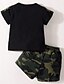 cheap Boys&#039; Clothing Sets-Kids Boys T-shirt &amp; Shorts Clothing Set Short Sleeve 2 Pieces Black Print Camo Letter Indoor Outdoor Cotton Regular Casual Daily 1-5 Years / Spring / Summer