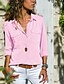 abordables Super Sale-Camisa Blusa Mujer Bolsillo Color de solapa Color sólido Plano Oficina Diario Cuello Camisero Diario Básico S