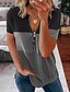 preiswerte T-shirts-Damen T-Shirt Reißverschluss Grundlegend Grundlegend Mehrfarbig Sommer Regulär Weißrosa blau aprikosenrot weiß grau schwarz schwarz grau blau grün weiß grau