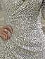 baratos Vestidos BODYCON-Mulheres Mini vestido curto Tubinho Prata Manga Longa Paetês Cor imaculada Decote em V Profundo Outono Inverno quente Sensual 2022 S M L XL XXL