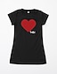 cheap New Arrivals-Mommy and Me Valentines Dresses Causal Heart Peace Letter Print Black Knee-length Short Sleeve Daily Matching Outfits / Summer / Sweet