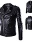 cheap Best Sellers-Men&#039;s Faux Leather Jacket Daily Weekend Thermal Warm Rain Waterproof V Neck Streetwear Punk &amp; Gothic Jacket Outerwear Solid Colored White Black / Fall / Long Sleeve / Slim