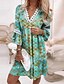 cheap Casual Dresses-Women&#039;s Knee Length Dress Shift Dress Green Blue Light Gray Half Sleeve Print Print V Neck Spring Summer Casual Boho 2022 Loose S M L XL XXL XXXL