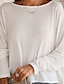 abordables Tops &amp; Blouses-Mujer Blusa Camisa Blanco Negro Espalda al Aire Plano Diario Fin de semana Manga Larga Escote Redondo Ropa de calle Casual Regular S