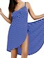 cheap Cover-Ups-Women&#039;s Swimwear Cover Up Beach Dress Plus Size Swimsuit Striped Printing for Big Busts White Black Blue Purple Royal Blue Bathing Suits Vacation Fashion New / Modern