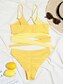 billige Bikini-Dame Badetøj Bikini 2 stk Normal badedragt Farveblok Ren farve Høj talje Kors Lyseblå Grøn Blå Grå Gul Med stropper Badedragter Stilfuld Sexet nyt / BH med indlæg