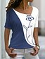 economico T-Shirt-Per donna maglietta Floreale Color Block Nero Rosso Blu marino Stampa Manica corta Informale Per eventi Fine settimana Essenziale A V Standard