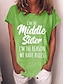economico T-Shirt-Per donna maglietta Cotone Testo Rosa Blu Verde Manica corta Informale Fine settimana Essenziale Rotonda Standard