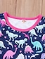 preiswerte Kleider für Mädchen-Kinder Wenig Mädchen Kleid Dinosaurier Tier Druck Rosa Übers Knie Kurzarm Aktiv Süß Kleider Normale Passform