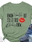 baratos Roupa de Mulher-Carta feminina decote redondo com estampa de lábio solto camiseta manga curta feminina
