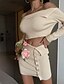 preiswerte Two Piece Sets-Damen Strassenmode Glatt Alltag Urlaub Zweiteiliges Set Schulterfrei Rock Kleid Bustier Bluse Rock-Sets Gespleisst Oberteile