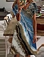 preiswerte All Sale-Damen Knielanges Kleid A Linie Kleid Blau Gelb Kurzarm Bedruckt Farbverläufe V-Ausschnitt Frühling Sommer Stilvoll Alltag Modern 2022 Lose S M L XL XXL 3XL