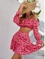 cheap Two Piece Sets-Women&#039;s Sexy Butterfly Holiday Vacation Two Piece Set Off Shoulder Skirt Dress Mini Skirt Crop Top Blouse Skirt Sets Ruffle Print Tops