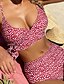 abordables Bikini-Mujer Bañadores Bikini 2 piezas Normal Traje de baño Alta cintura Transversal A lunares Estampado Blanco Burdeos Azul Piscina Verde Trébol Acolchado Con Tirantes Trajes de baño nuevo Hawaiano Sensual