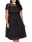 cheap Plus Size Dresses-Women&#039;s Plus Size Solid Color A Line Dress Lace Round Neck Short Sleeve Casual Prom Dress Spring Summer Causal Daily Short Mini Dress Dress / Party Dress