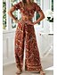 cheap Two Piece Sets-Women&#039;s Streetwear Floral Casual Holiday Two Piece Set Square Neck Pant Maxi Skirt Crop Top Blouse Pants Sets Ruffle Print Tops